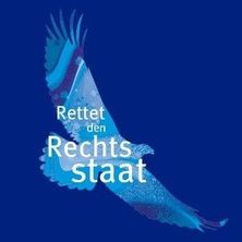 Logo des 24. RiStA-Tages | Bildquelle: DRB hellblauer Adler vor dunkelblauem Hintergrund mit dem Leitmotiv der Tagung "Rettet den Rechtsstaat"